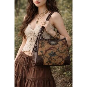 Vintage Rosetti Tapestry Shoulder Bag Purse Medium Boho Cottage 90s Y2K Hippie